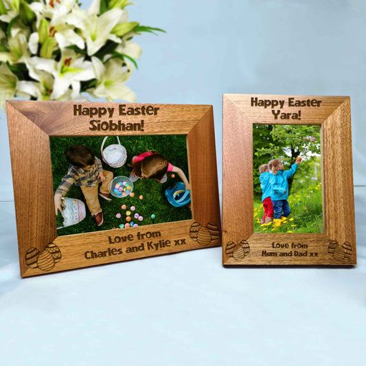 Personalised Easter Eggs Photo Frame Oak Frame