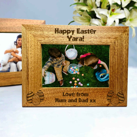 Personalised Easter Eggs Photo Frame Oak Frame