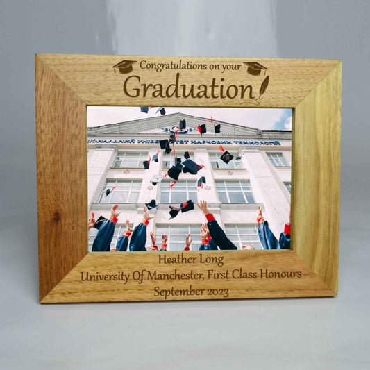 Graduation Landscape Photo Frame Oak Frame