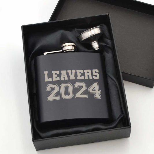 Engraved Leavers 2024 Stainless Steel Hip Flask 6oz
