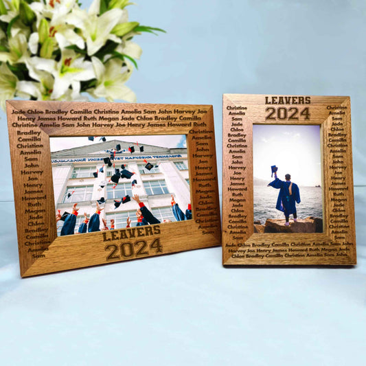 Personalised Leavers 2024 Names Photo Frame Oak Frame