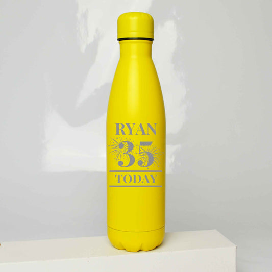 Personalised Birthday Fireworks Engraved Thermos Bottle 500ml