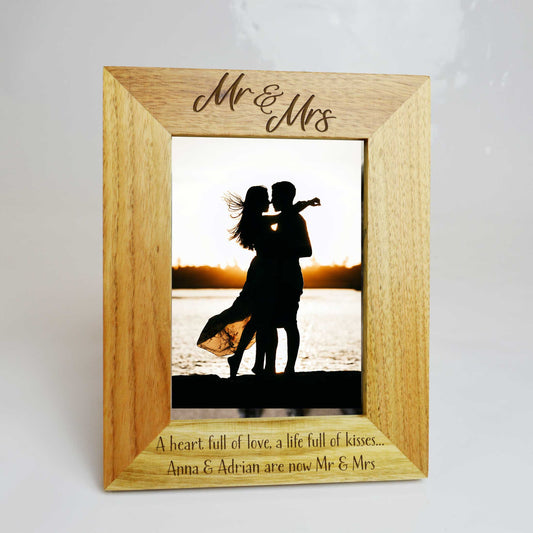 Personalised Mr & Mrs Anniversary Photo Frame Oak Frame