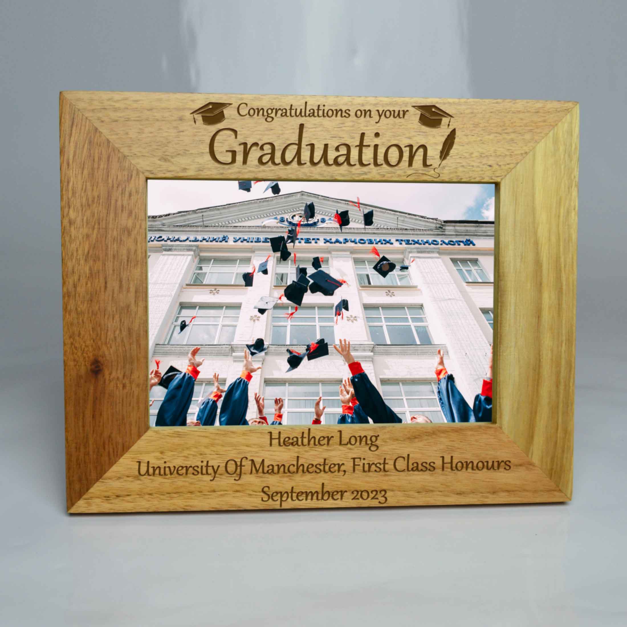Graduation Landscape Photo Frame Oak Frame – FLUX DESIGNS