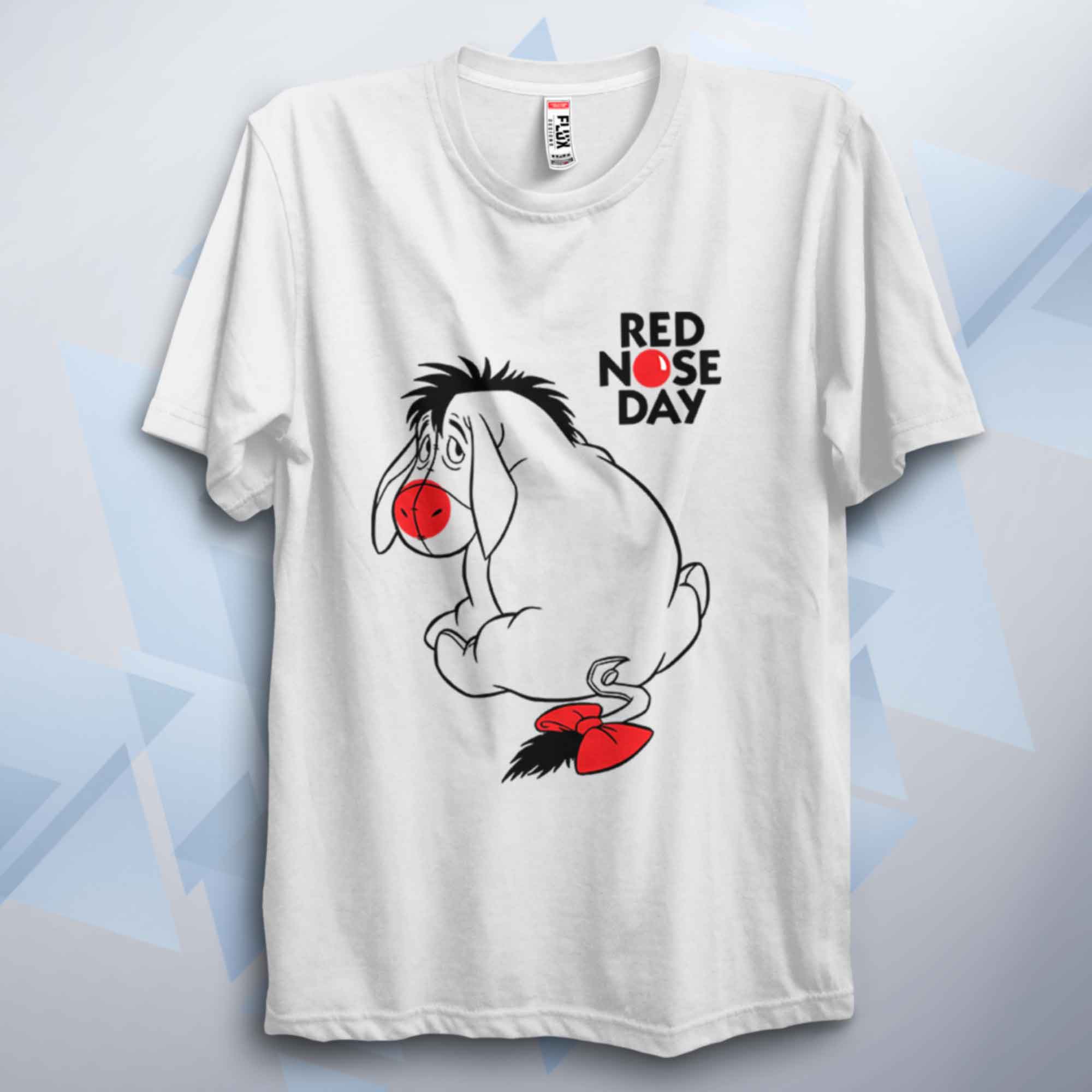 Red Nose Day Eeyore Unisex Adult T Shirt FLUX DESIGNS