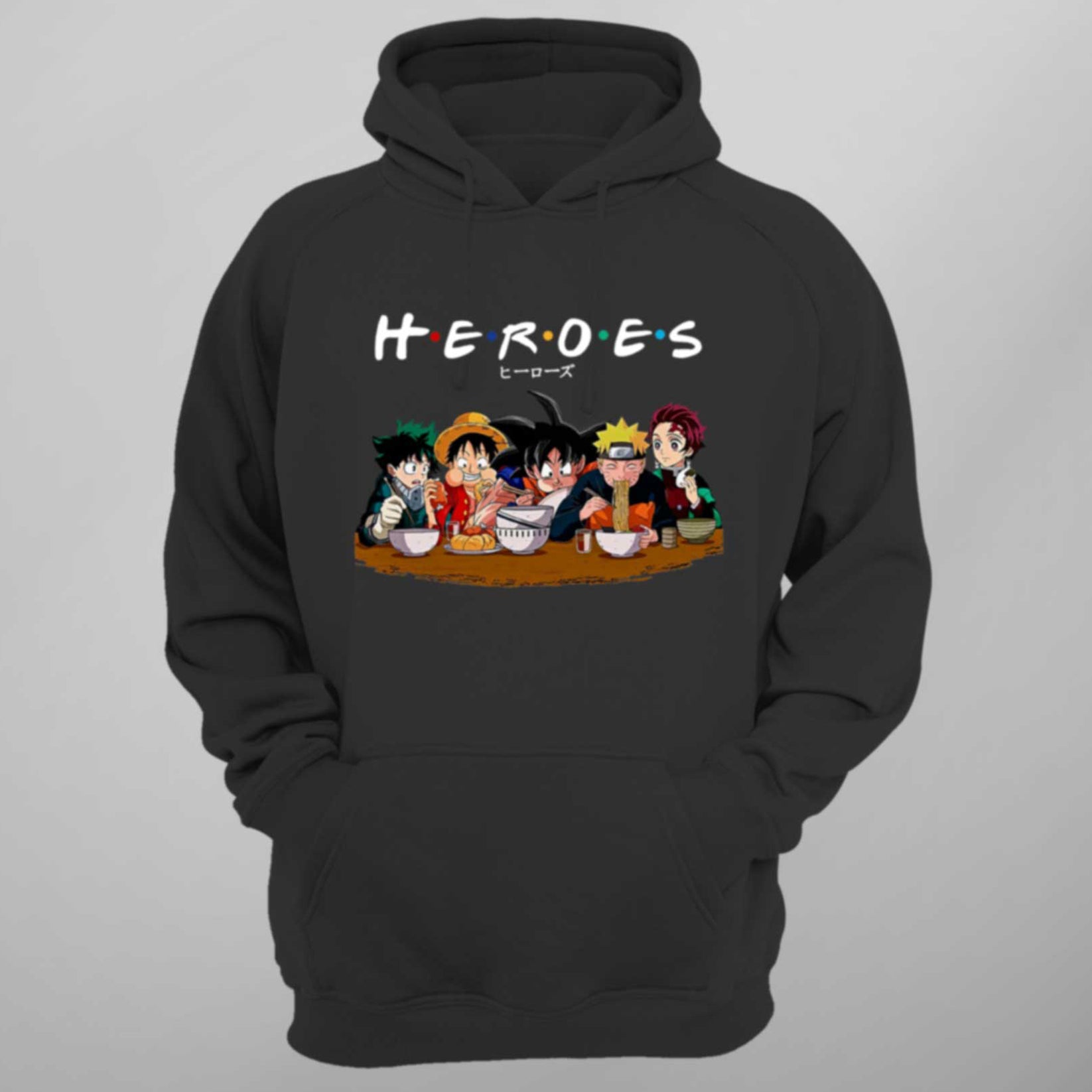 Anime Heroes Hoodie Unisex Anime Gift Goku, Luffy, Naruto, Tanjiro, Iz ...