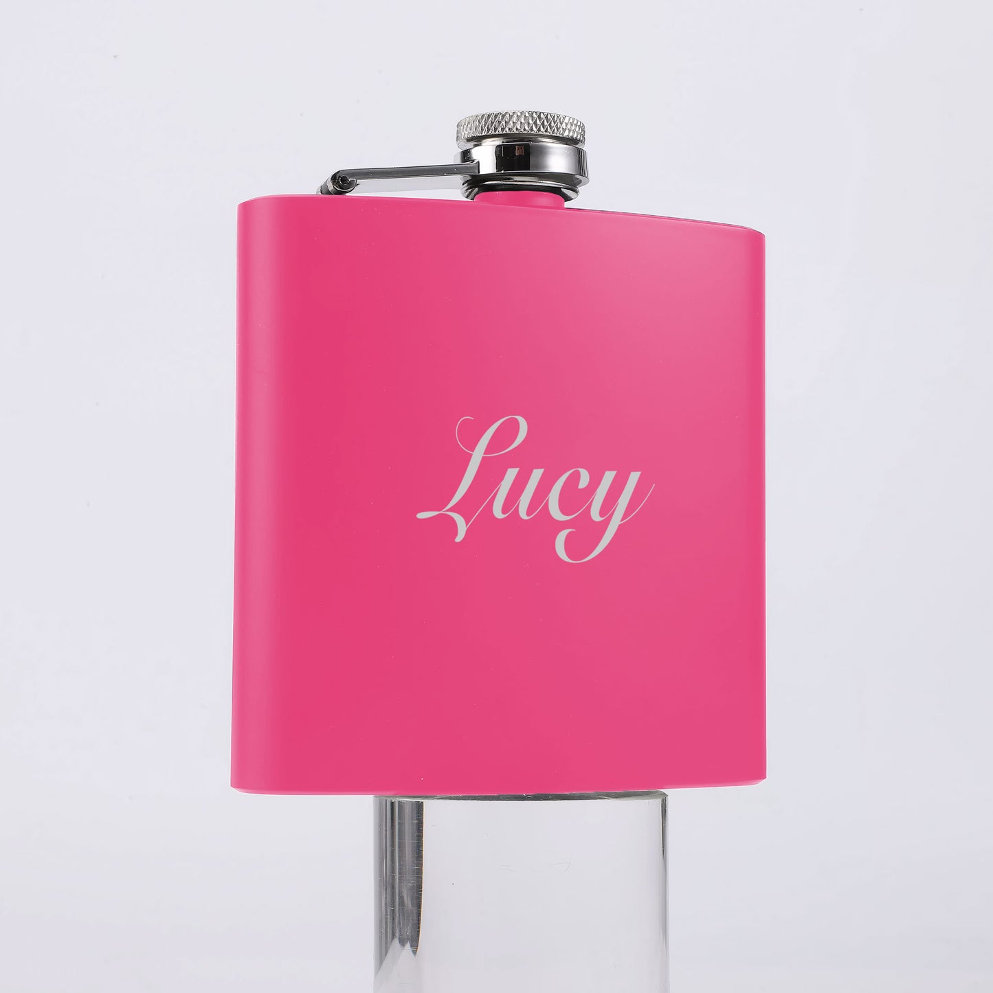 Pink Hip Flask Personalised Custom Name 6oz Flask - FLUX DESIGNS