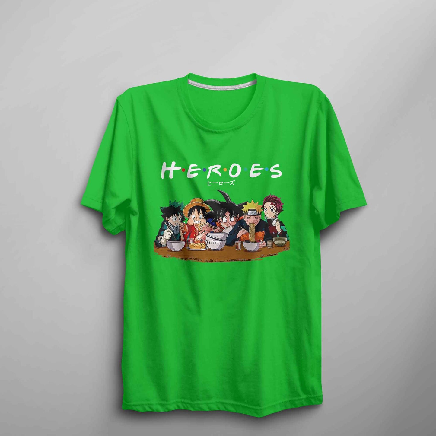 Anime Heroes T Shirt Unisex Anime Shirt Goku, Luffy, Naruto, Tanjiro, Izuku - FLUX DESIGNS