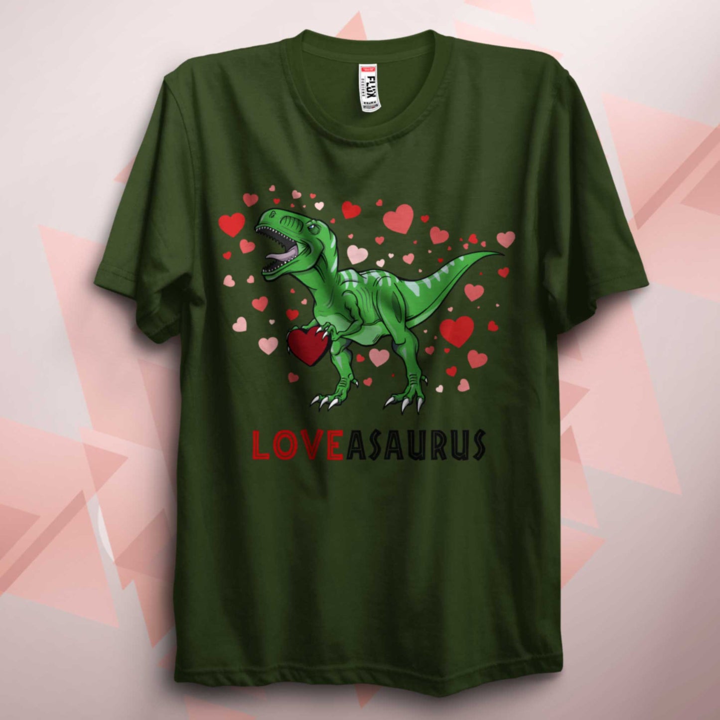 Valentines Loveasaurus Green Dinosaur T Shirt