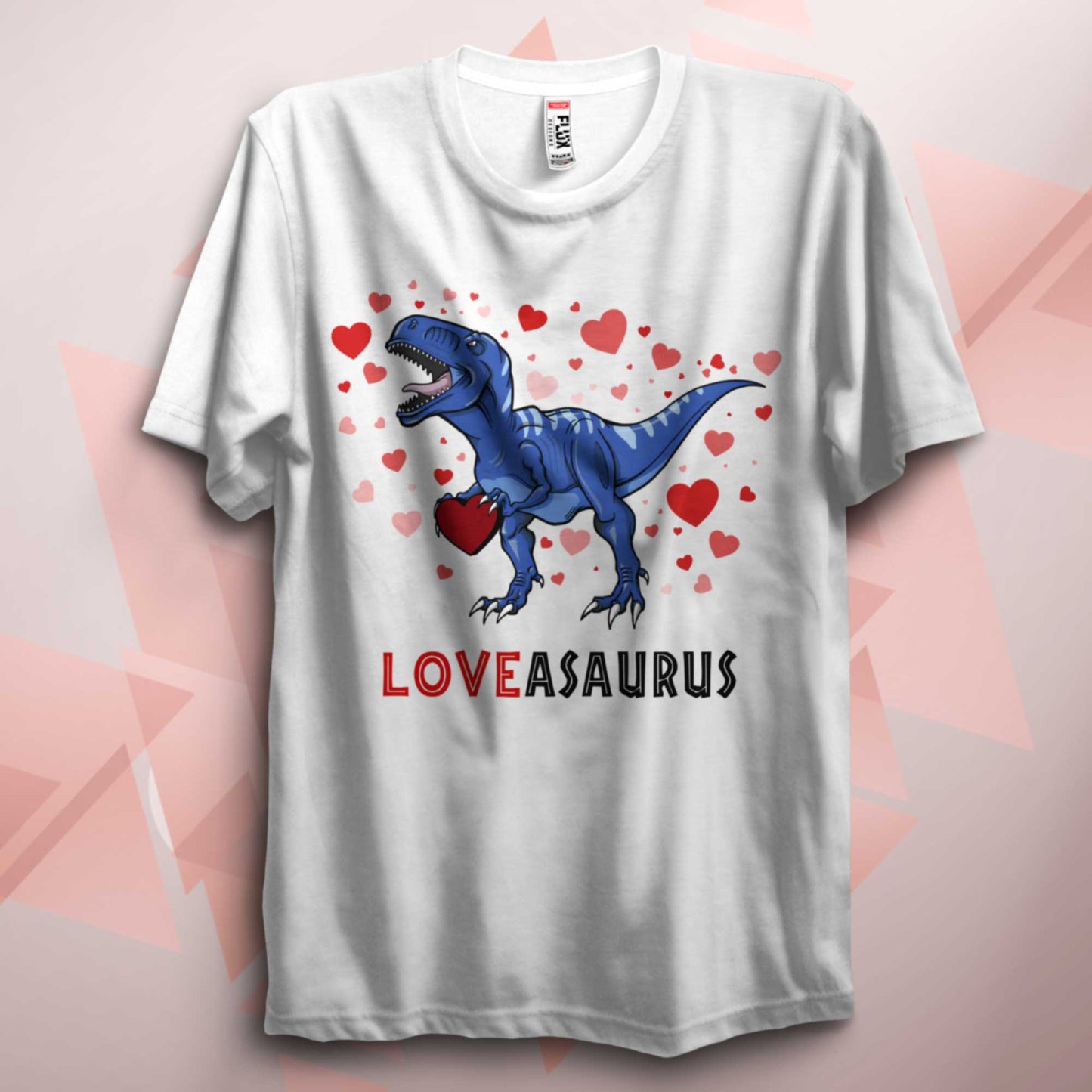 Valentines Loveasaurus Blue Dinosaur T Shirt