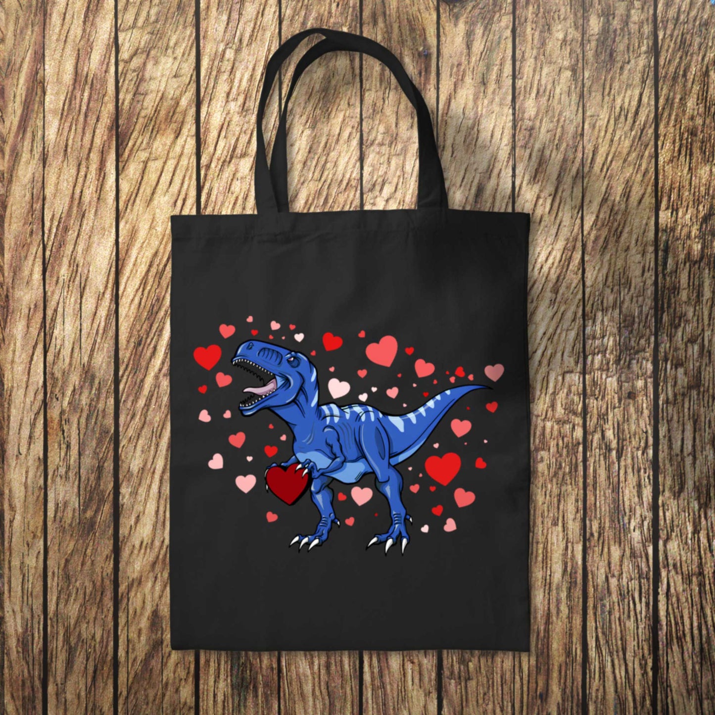 Blue Dinosaur Hearts Tote Bag 10L Bag