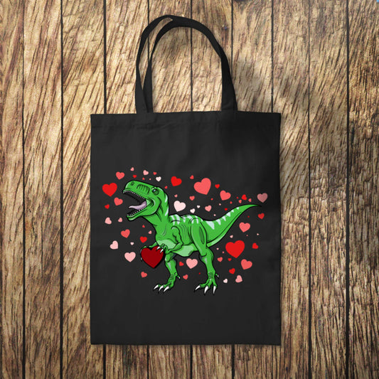 Green Dinosaur Hearts Tote Bag 10L Bag