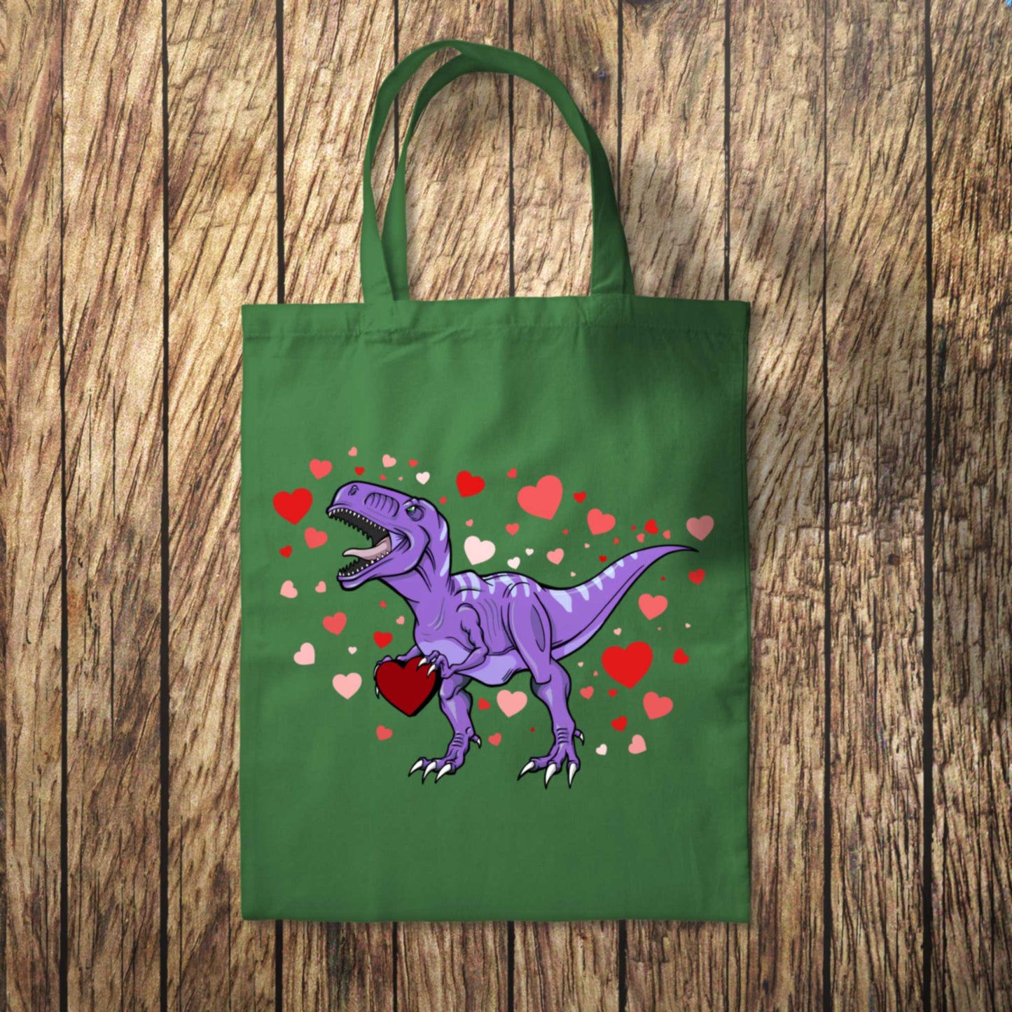 Purple Dinosaur Hearts Tote Bag 10L Bag