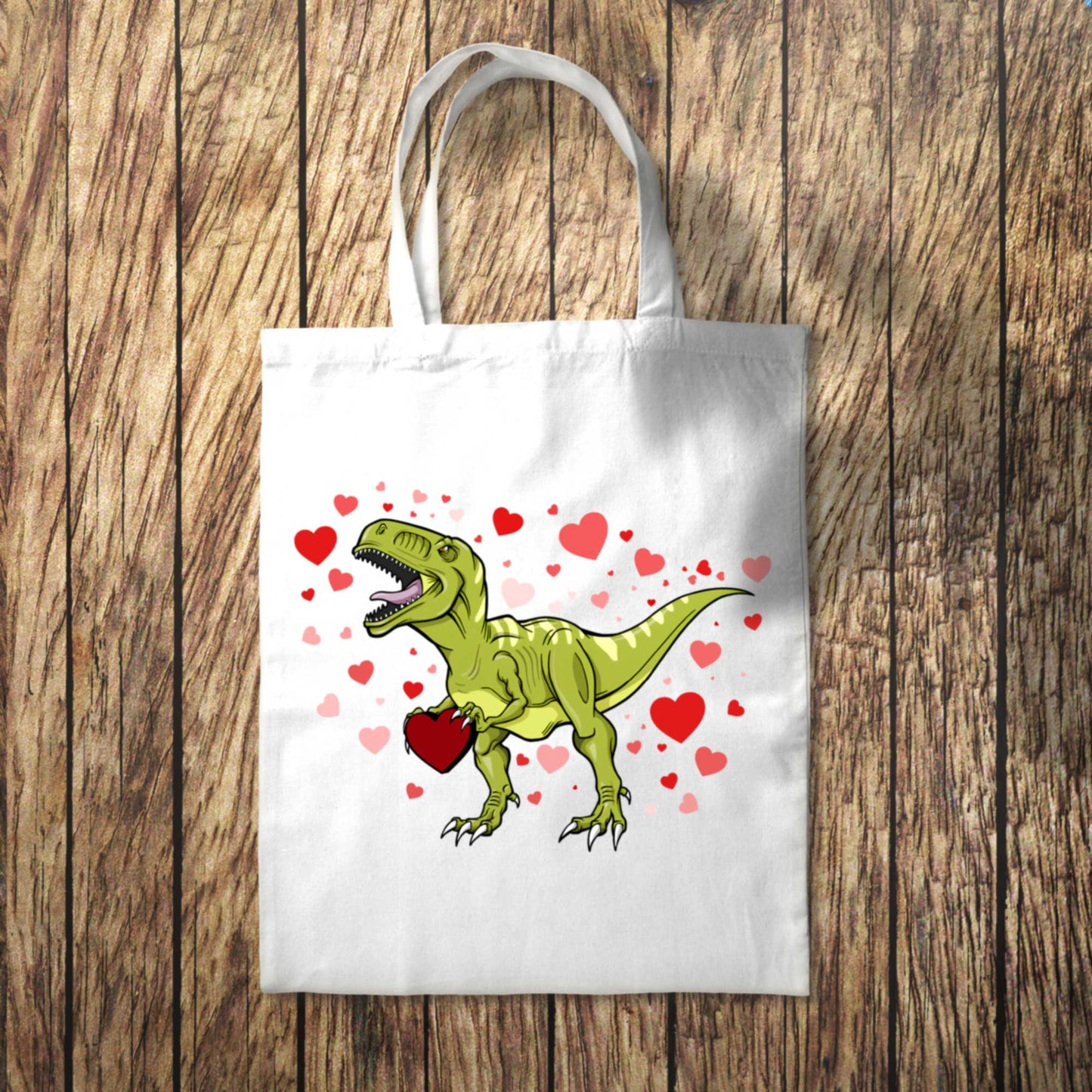 Light Dinosaur Hearts Tote Bag 10L Bag