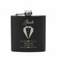 Personalised Tux Wedding 6oz Black Hip Flask
