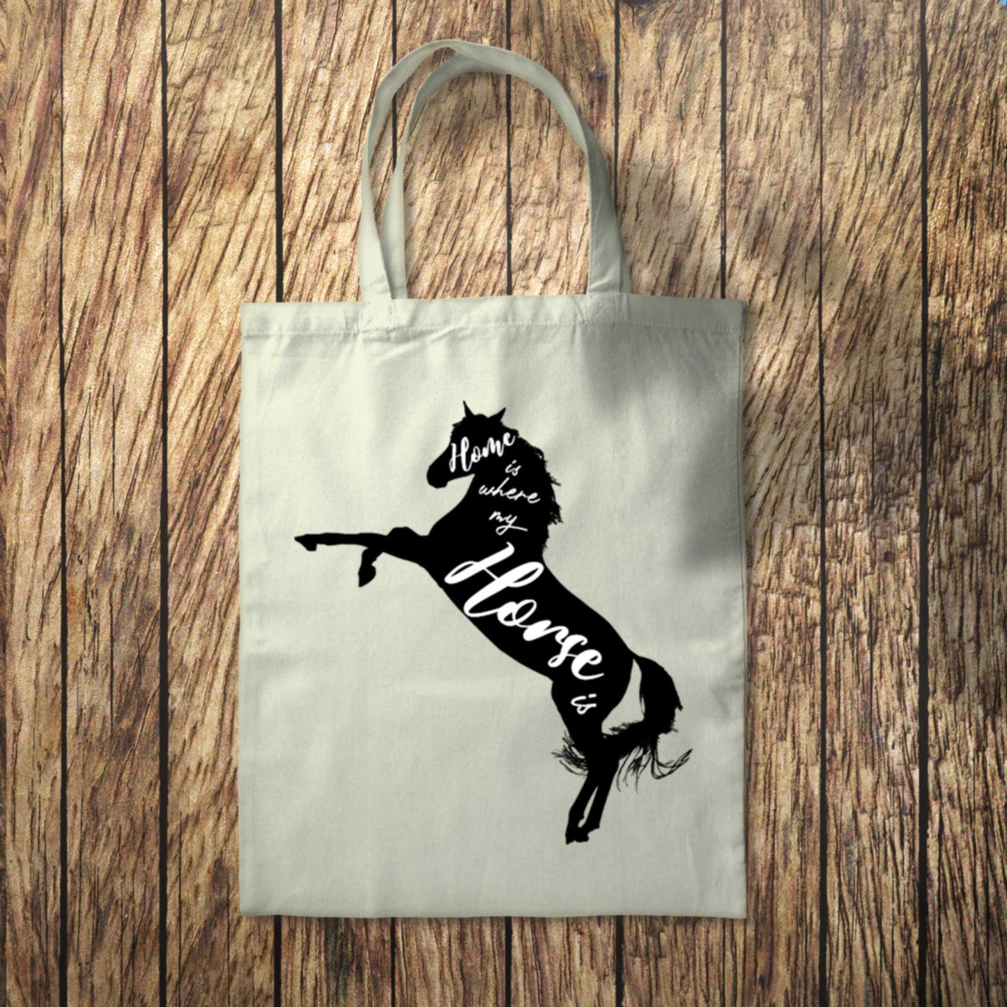 Typography Home Is Where My Horse Is Tote Bag 10L Bag
