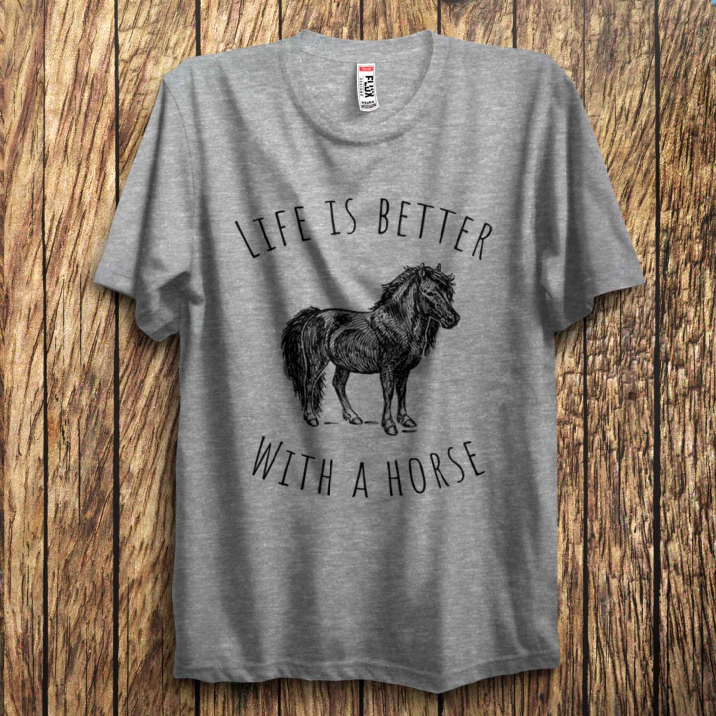 Life Is better With A Horse Circular Design T Shirt