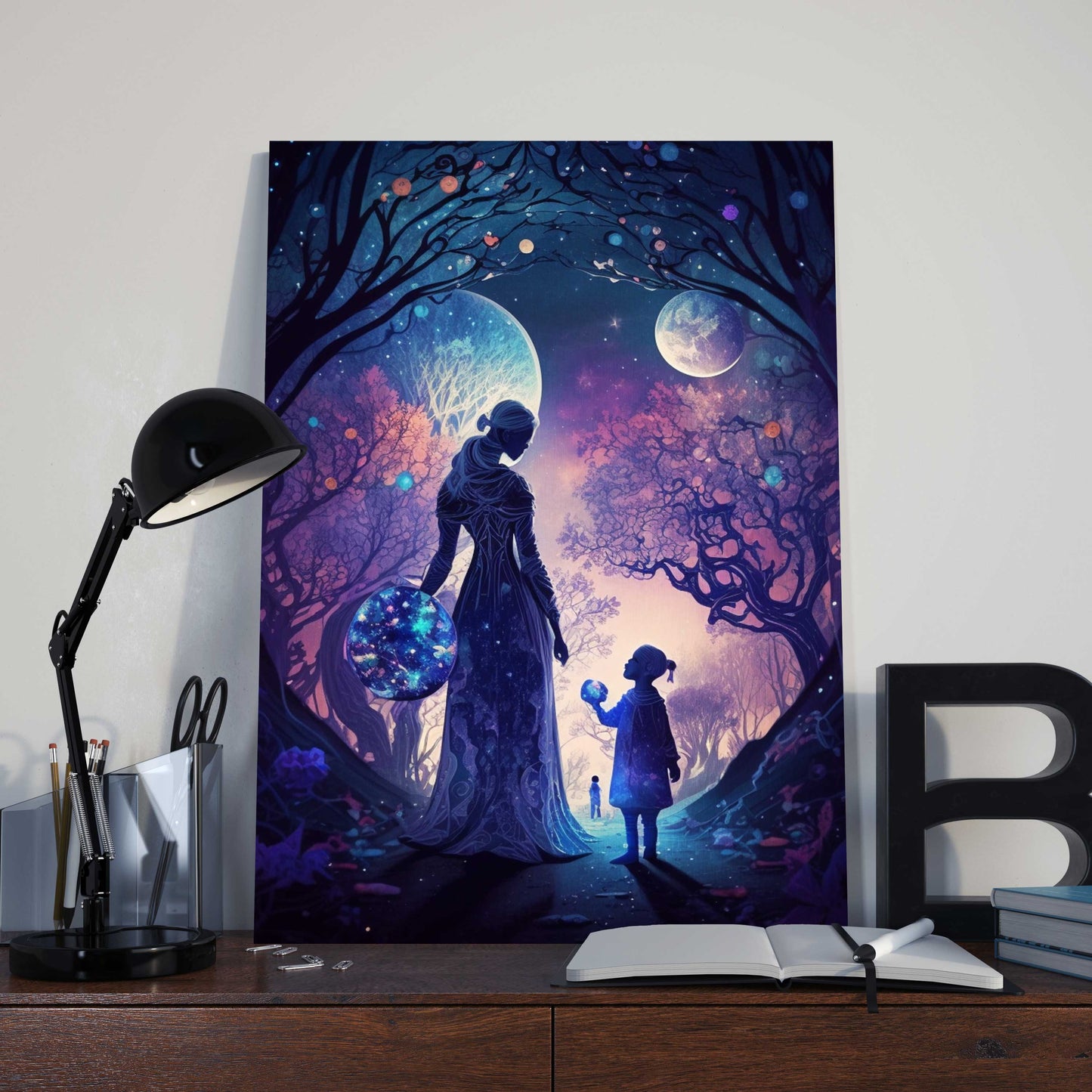 Abstract Mystical Mother And Child Metal Poster