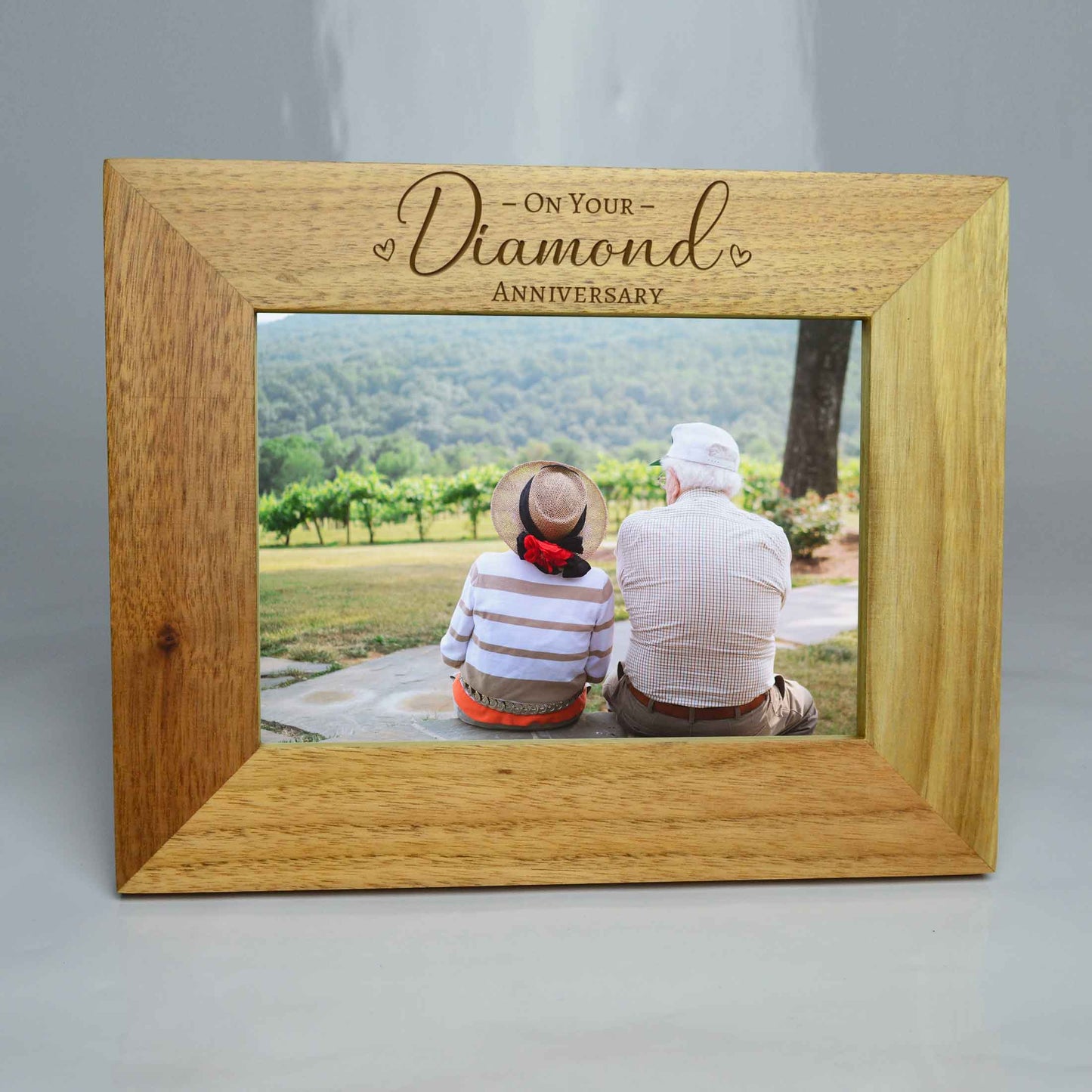 60th Diamond Anniversary Photo Frame Wooden Frame *Landscape*