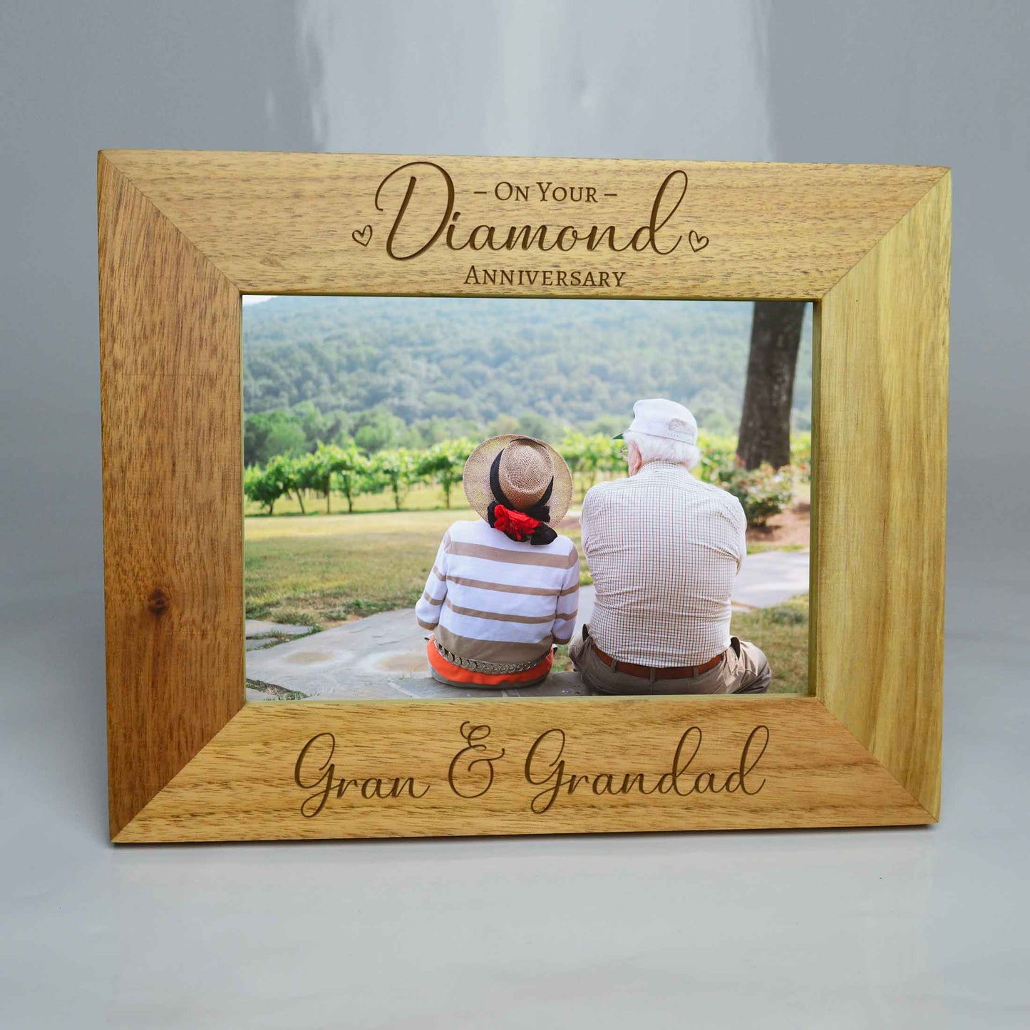 Personalised 60th Diamond Anniversary Photo Frame Wooden Frame *Landscape*