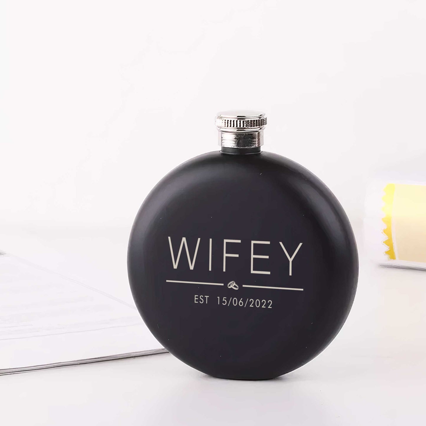 Personalised Wifey Hubby Established Hip Flask 5oz