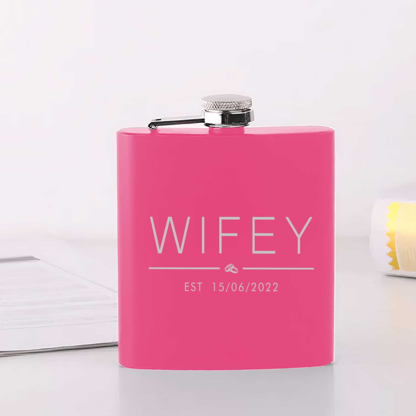 Personalised Wifey Hubby Established Hip Flask 6oz