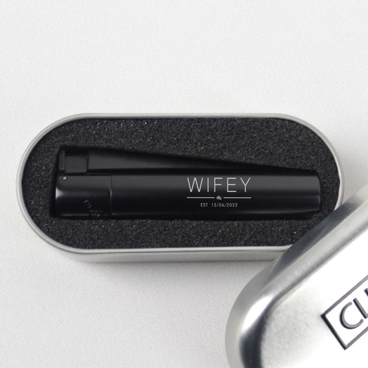Personalised Wifey Hubby Established Black Jet Lighter