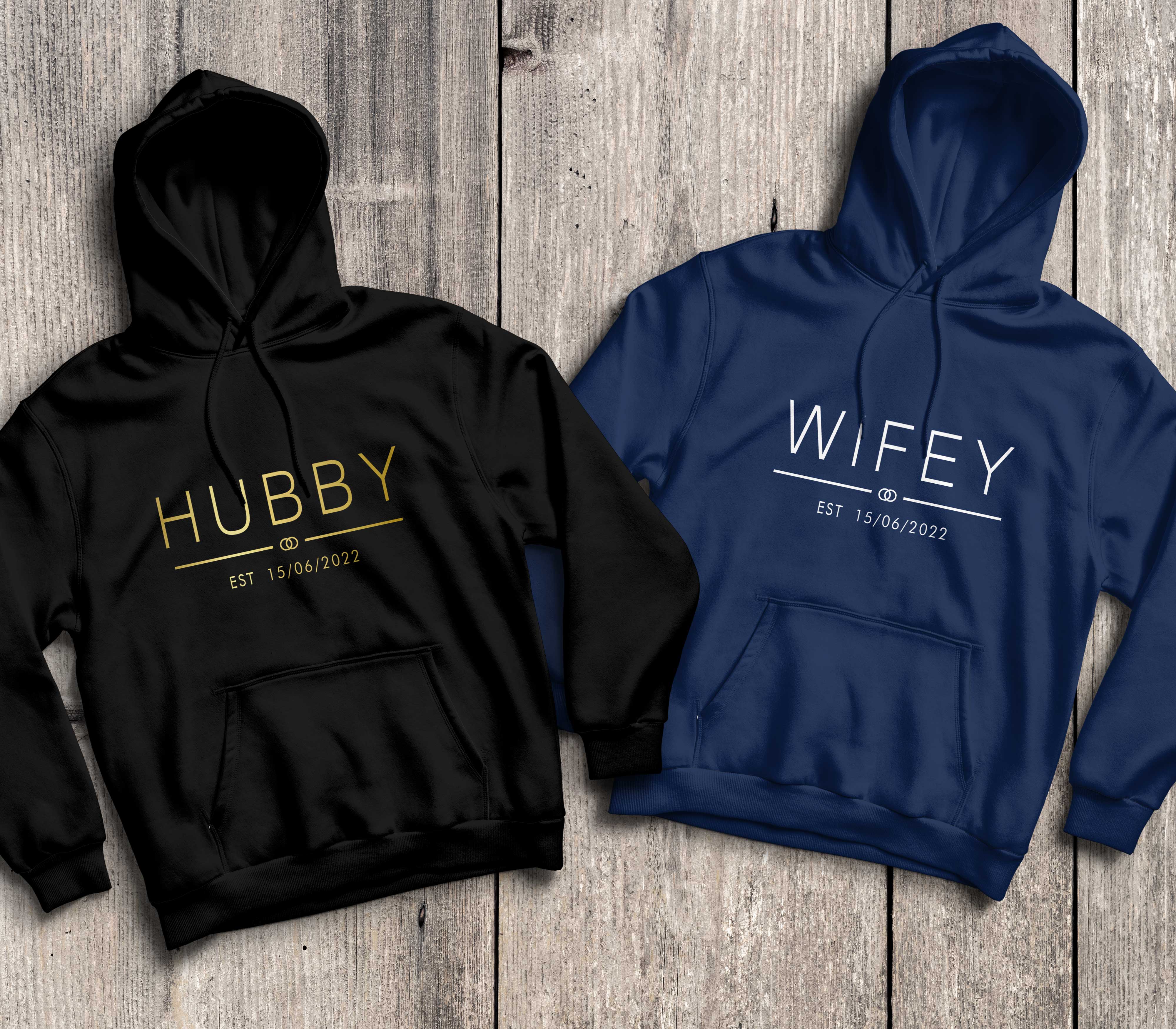 Hubby and wifey on sale hoodies