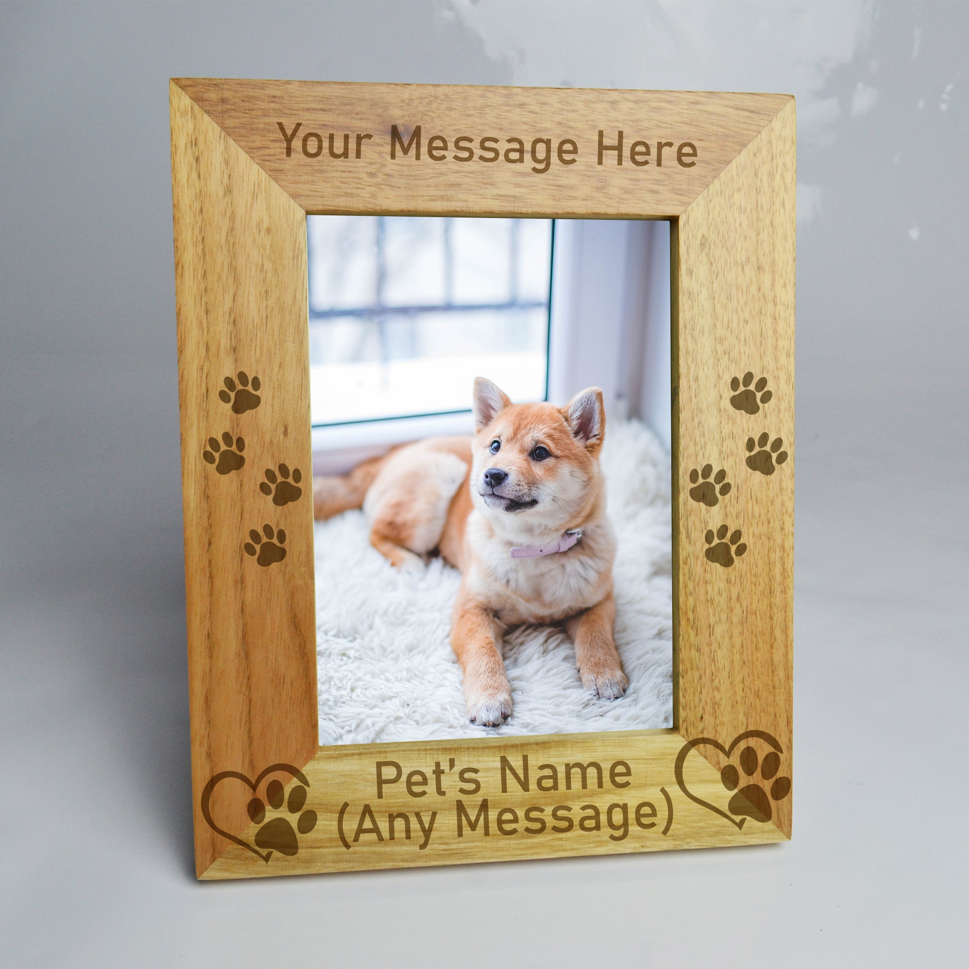 Personalised Cat or Dog Photo Frame 4x6 Wooden Frame - FLUX DESIGNS