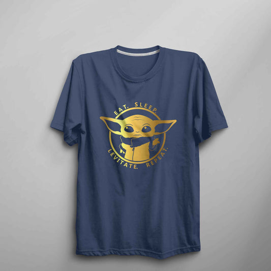 Gold Yoda Eat Sleep Levitate Repeat Classic Kid's T Shirt - FLUX DESIGNS