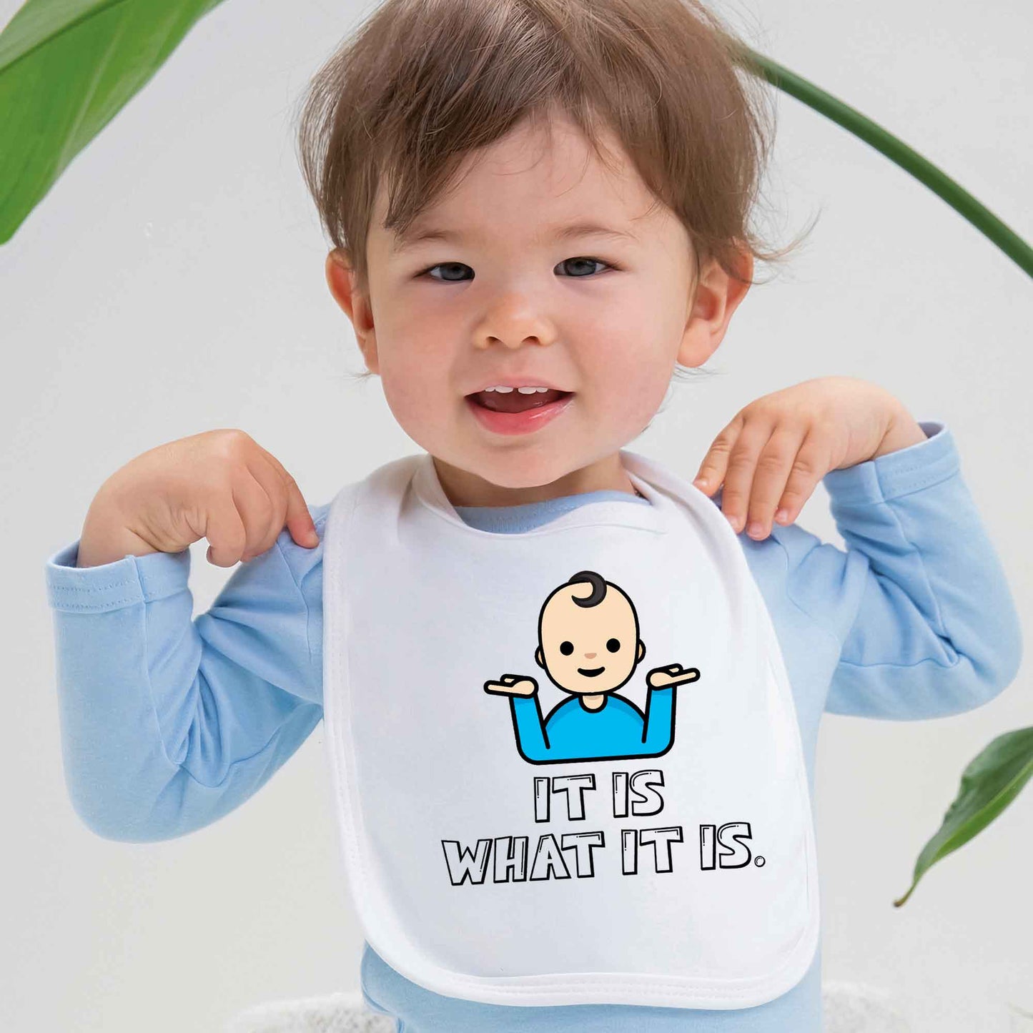 Baby Bib 'It Is What It Is' Emoji - FLUX DESIGNS